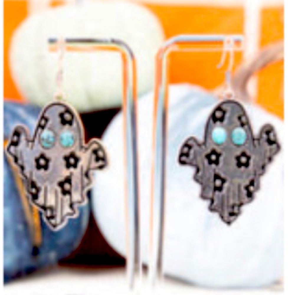 Turquoise Flower power ghost earrings